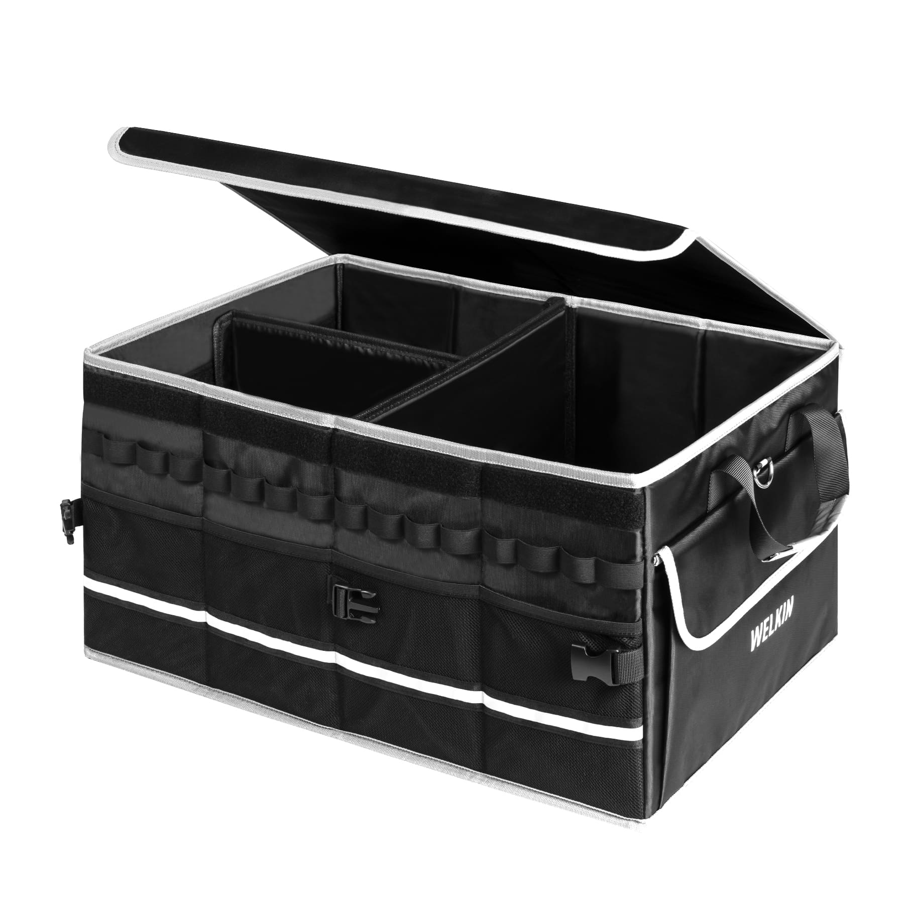 Feature image for the WELKIN Car Trunk Organizer (A4101). A black, collapsible storage box displayed on a white background, highlighting its main function for car storage.